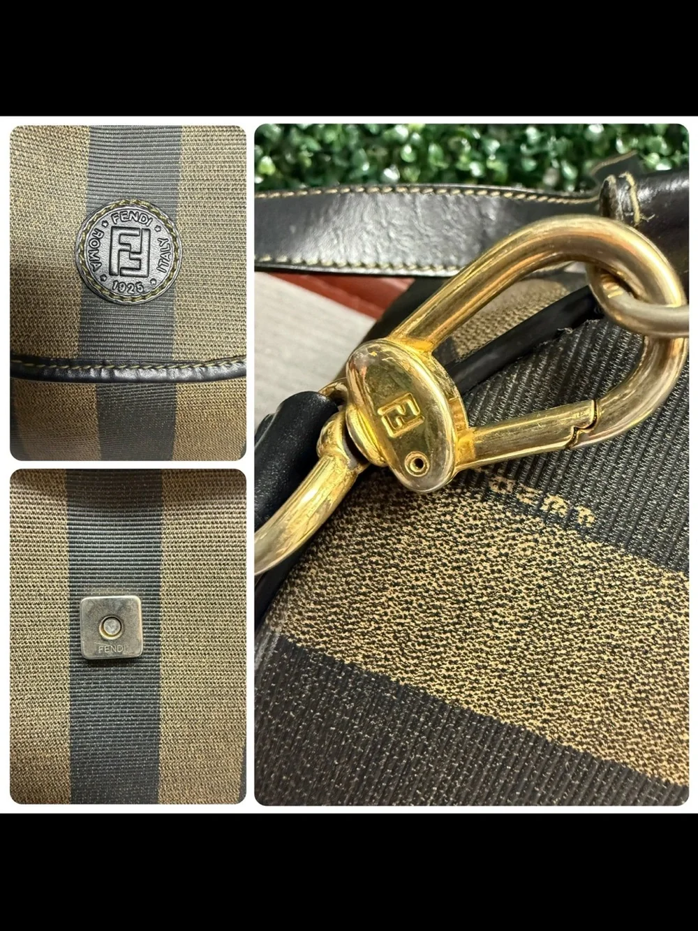 Fendi PEQUIN Striped Sling Backpack Bag Vintage